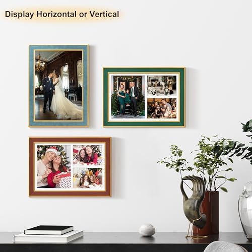 Suede P538-1116 11x16 Picture Frame Display 3 Opening One 8x10 Picture Frames and 5x7 Double Picture Frames Collage Wall Decor with Mat,Multi Photo Frame for Plexiglass,Wall Decor,1Pack,Blue - Image 6