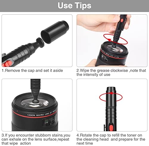 14-in-1 Camera Lens Cleaning Kit - Mirrorless & DSLR Sensor Cleaning Kit for Canon, Sony, Nikon Including Lens Blower, Detergent, Swabs, Cloth, Pen, Brush - Image 4