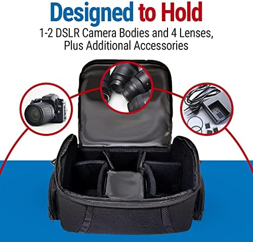 Vidpro DSLR and Video Camera Gadget Bag - Large Protective Case Includes Padded Dividers Handle and Shoulder Strap Compatible with Most Camera Brands Fits 1-2 DSLR Cameras 4 Lenses and Accessories - Image 3