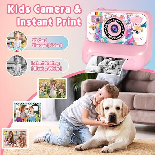 Kids Camera, Upgrade Kids Camera Instant Print, Front Rear Dual Selfie Digital CAM with 1080P Videos, Portable Travel Toy with Games and Music, Christmas Birthday Gift for Boys, Girls and Teens - Image 4