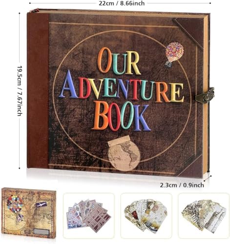 Adventure Book 148-Page DIY Handmade Scrapbook with Retro-Style Embossed Letter Cover - Perfect Travel Diary & Memory Album for Couples,Inspired by the 'Up' Saga,Ideal for Anniversaries & Weddings - Image 2