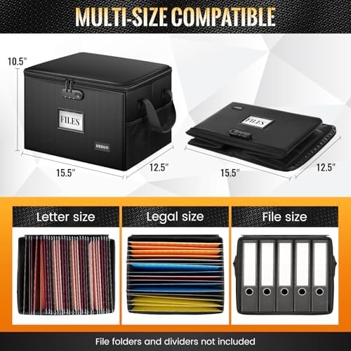 DEEGO Fireproof Document Box, Water-Resistant File Organizer Box with Lock - Image 3