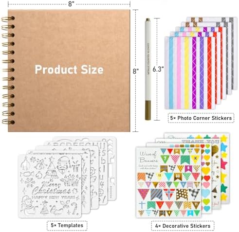 GOTIDEAL 8 x 8 Inch Scrapbook Album with Metallic Markers, Yellow, 40 Pages - Image 2