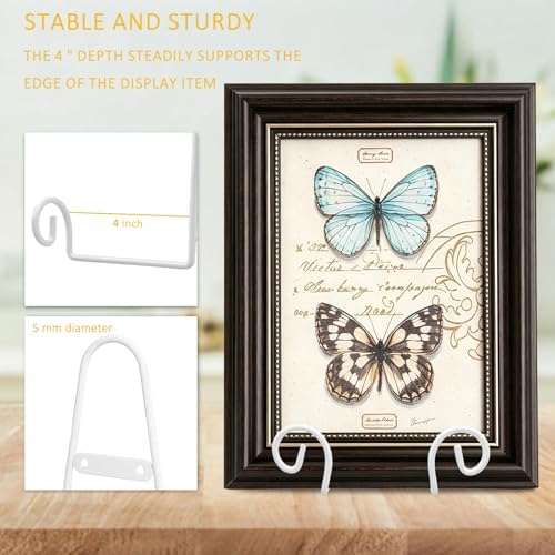 YY YEARCHY Metal Plate Stand Holder, Wall Hanging Display Rack, Sturdy Iron Easel for Displaying Plates (8-14 Inch), Bowls, Platters, Art, Photos, Books (4, White, 8"x4.8"x4") - Image 6