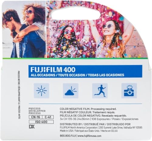 Fujifilm Fujicolor 400 Color Negative Film (35mm Roll Film, 3x36) + Sunshine Photo Microfiber Cleaning Cloth (4 Pack) - Image 2