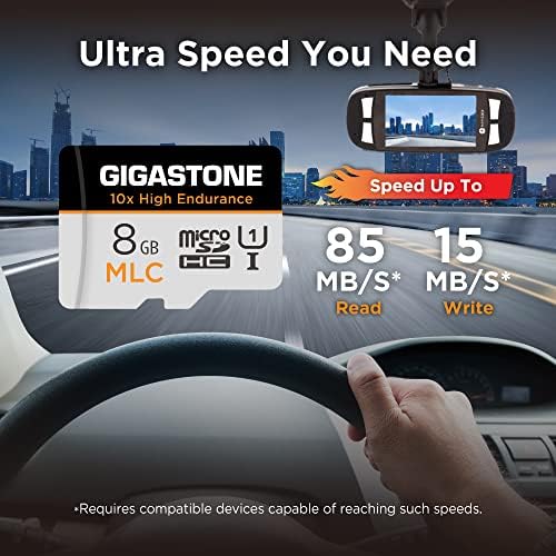 [10x High Endurance] GIGASTONE Industrial 8GB MLC Micro SD Card, Full HD Video Recording, Security Cam, Dash Cam, Surveillance Compatible 85MB/s, U1, with Adapter [5-Yrs Free Data Recovery] - Image 3