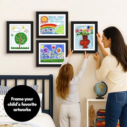 Americanflat 8.5x11 Changeable Kids Art Frame 4-Pack - Black - Image 2