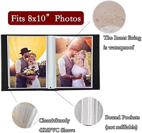 Photo Album 8x10 2 Packs Clear Pages Pockets Leathe Cover Slip Slide in Photo Album Each Holds 50 Vertical 8x10 Photos Picture Book for Wedding Family (Blue) - Image 4