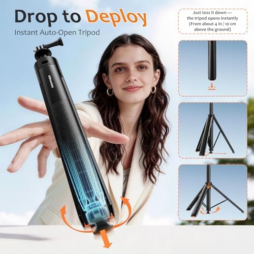 UBeesize 65” Auto-Open Invisible Selfie Stick Tripod for Insta360 X5/X4/X3 - Image 2