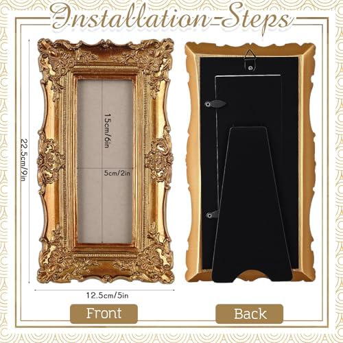 Wonderjune 1 Pack Vintage Gold Photo Booth Frames 2x6 Inch, Gold - Image 2