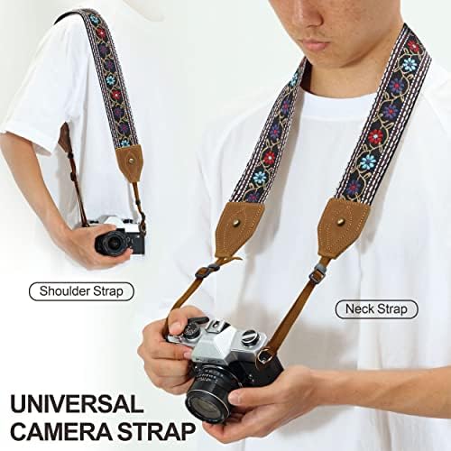 Padwa Lifestyle 2" Wide Classic Crazy Horse Art Cowhide Head Cotton Camera Straps for Photographers - Image 3