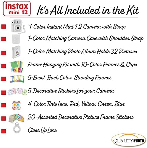 Fujifilm Instax Mini 12 Instant Camera with Case, Decoration Stickers, Frames, Photo Album and More Accessory kit (Clay White) - Image 3