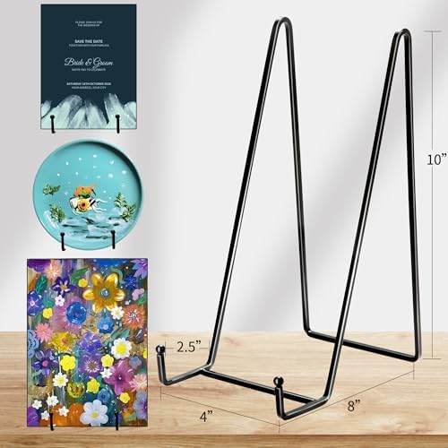 Birity 5PACK 10 Inch Square Black Metal Display Stands Plate Holder Display Stands for Picture, Decorative Plate, Book, Photo Easel, Artistic Work,Decorative Plate,Photo and Platter,Tabletop Art - Image 6