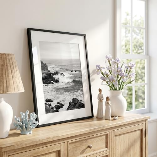 Americanflat 16x20 Poster Frame - Matted to 12x16 - Slim Molding - Black - Image 5