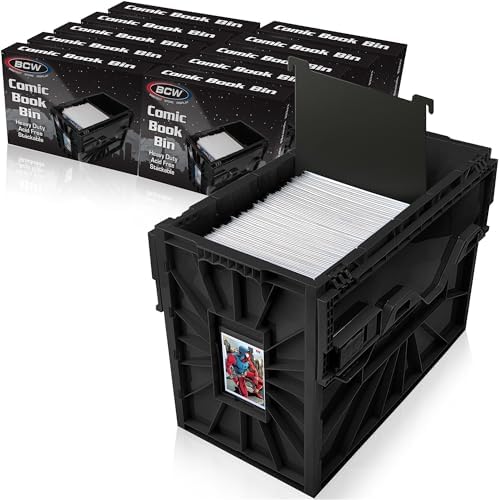 BCW Short Comic Book Bin, Holds 150 Comics Each, Black, 10 Pack by BCW