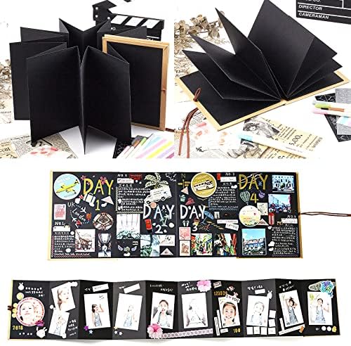 Small Accordion Scrapbook Album, 6x8 Inch with Marker Pens - Image 4