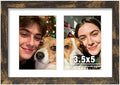 DUENPY 6x9 Double Collage Frame For 2 3.5x5 Photos Brown by DUENPY