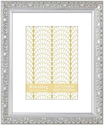VIOLABBEY 8x10 Picture Frame Silver, Ornate Vintage Photo Frame by violabbey