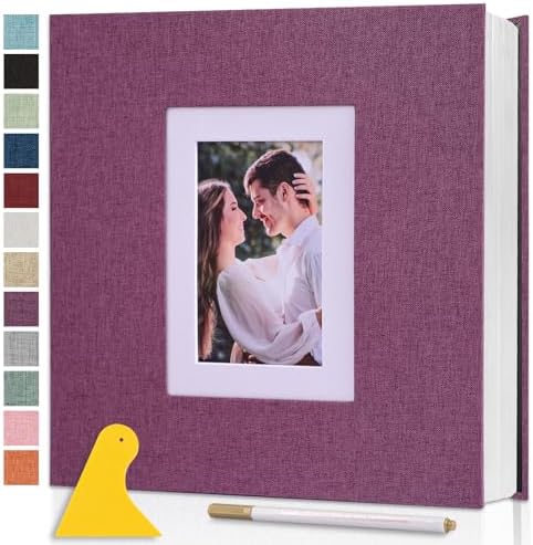 Photo Album Self Adhesive Pages Large 13.2x12.8 Purple 60 Pages by Semfalbuums