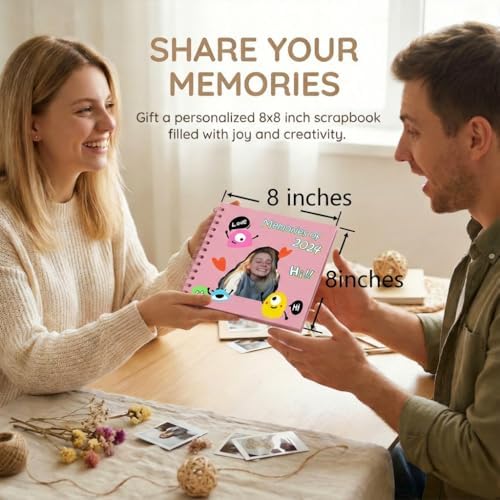 Scrapbook Album 8x8 Inches 40 Pages Hardcover Kraft Paper Pink - Image 3