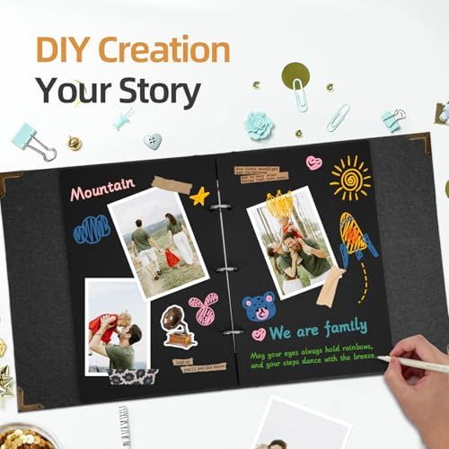 Vienrose DIY Scrapbook Photo Album Kit,8.5x11 Inch,60 Pages,Black - Image 2