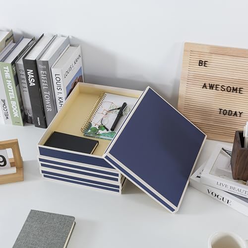 Soul & Lane - Letter Size Document Storage Boxes with Lids, Set of 3, Blue - Image 7