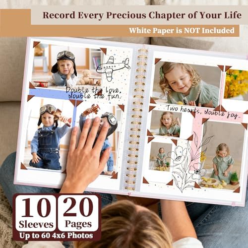 Linen Memory Book 8.5x11 in, Window Cover 10 Sleeves Pink - Image 4