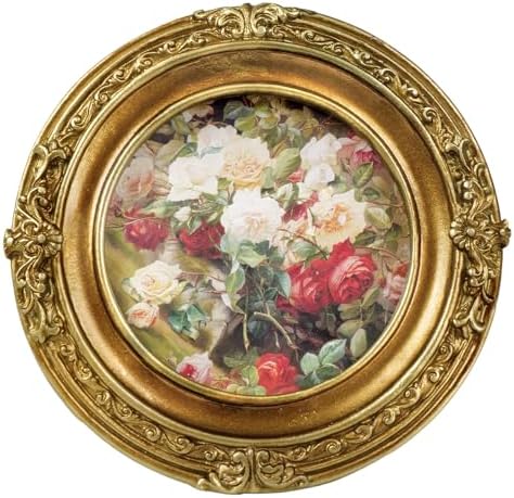 Cuspin Vintage Picture Frame 4x4 Gold Frame, Ornate Round Resin Frame by Cuspin
