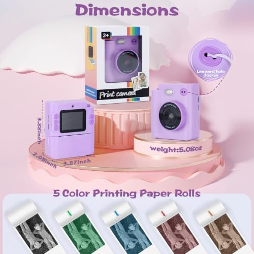 Cudinham Kids Camera Instant Print, Gifts for Age 3-12 Kids, 5 Rolls Paper - Image 6
