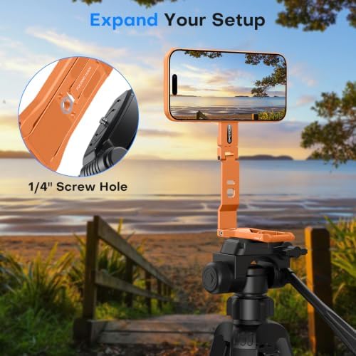 OMOTON TP03 [Ultra-Slim] 360° Rotating for MagSafe Tripod with Hook, Orange - Image 4