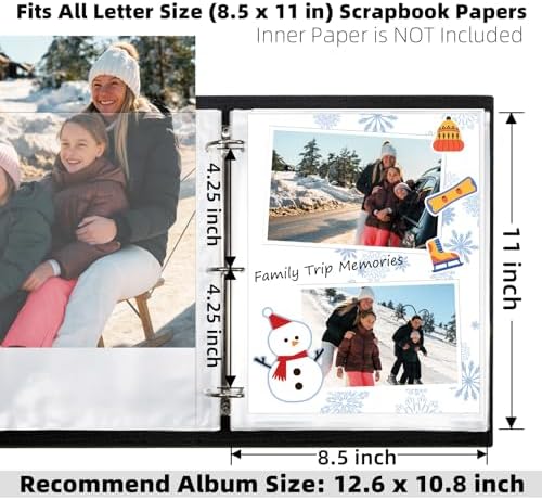 Vienrose Scrapbook Refill Pages 8.5x11, 10 Pack Heavyweight Clear Page Protectors for 3 Ring Binders, Top Loading Plastic Sleeves for Scrapbook Albums & Photo Storage (No Paper Inserts, Acid Free) - Image 2
