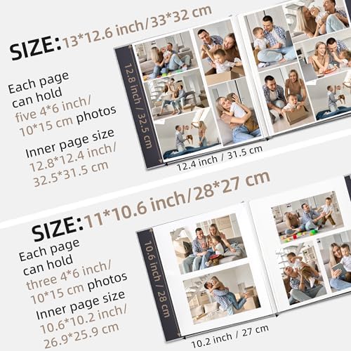 Vienrose Large Photo Album Self Adhesive for 4x6 8x10 10x12 Pictures Scrapbook Album DIY Scrap Book 40 Sticky Pages with A Metallic Pen 13"x12.6"40 Pages - Image 3