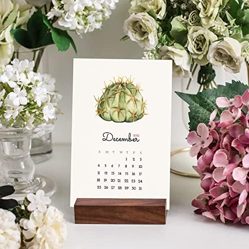 UNIQOOO 3.5" Walnut Wood Stand for Monthly Desk Calendar, Wooden Block Base, Cardstock Holder, For Office Home Retail Reception Decor, Photo Display, 10 Pack - Image 4