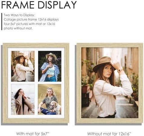 DUENPY 12x16 Collage Frame For 4 5x7 Photos Wood Color - Image 3