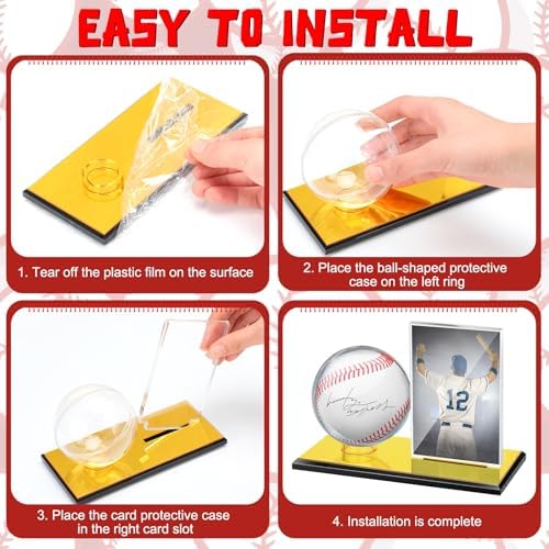 DoubleFill Acrylic Display Case Ball Cards,Golden,Small,Baseball - Image 6
