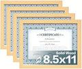Egofine 8.5x11 Picture Frames Set of 4, Made of Solid Wood Covered by Plexiglass for Document,Diploma, Certificates and Degree, for Table Top Display and Wall Mounting Photo Frame Natural Wood by Egofine