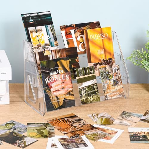 CELSOL Upgraded 3 Tier Acrylic Card Display Stand, Clear Display for Trading Cards, Greeting Cards, Sports Cards, Postcards, Stickers & Brochures, Easy Snap-On, Increased Height & Thickness for Better Presentation - Image 5