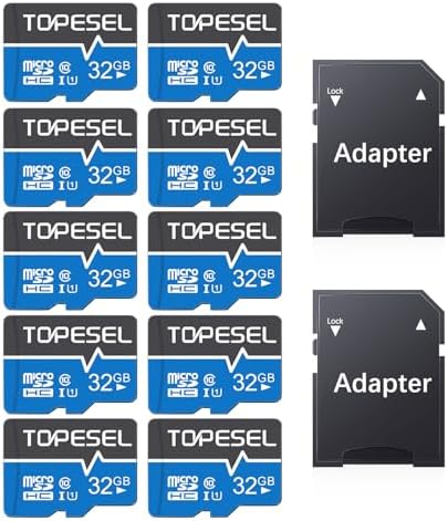 TOPESEL 10 Pack 32GB Micro SD Card Class 10 Micro SDHC Memory Card UHS-I, High Speed Flash TF Card for Camera, Smartphone/Dash Cam/Tablet/PC, C10, U1(32GB 10Pack) by TOPESEL