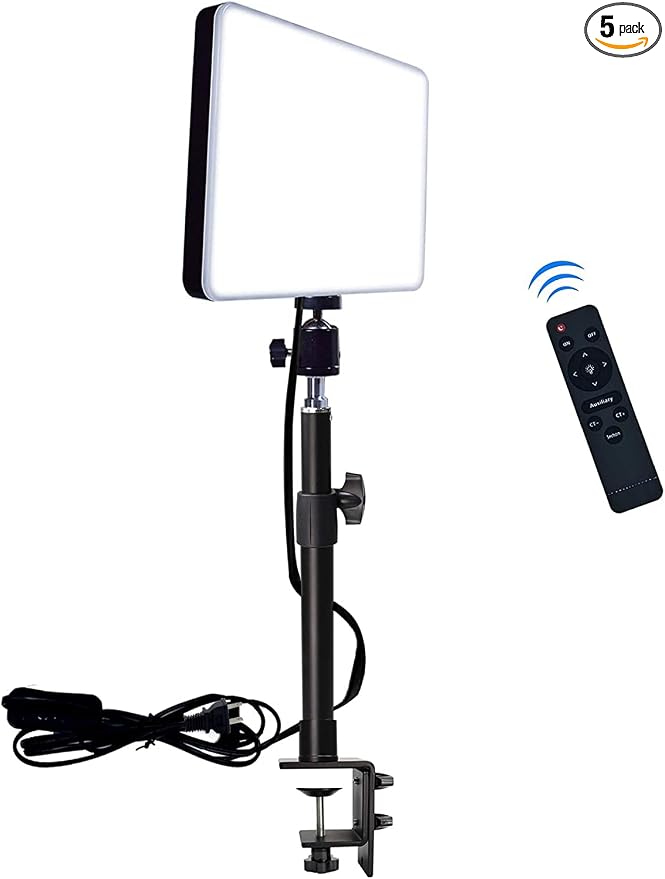 LED Desk Bi-Color Video Light, Key Light with C-Clamp Stand | 2700K-5700K Dimmable, Wireless Remote, Studio Photography Lighting by DImotliyor