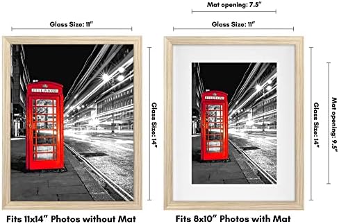 Americanflat 11x14 Picture Frame - Matted to 8x10 - Natural Oak - Image 2