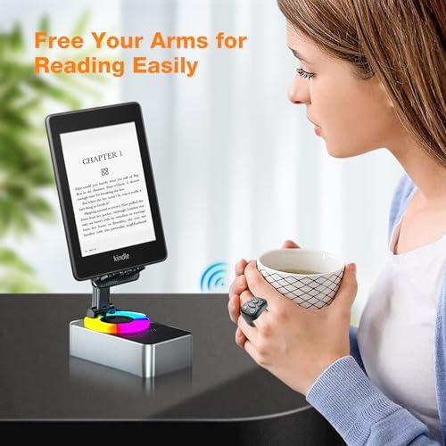 Upgraded, CKG Tiktok Scrolling Ring, Best Birthday Gifts for Him, 7 Buttons Including One Customizable Bluetooth Remote, Bundled a Powerful Phone Stand with Bluetooth Speaker – Black - Image 3