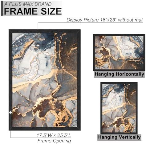 Fxojyvo 18x26 Picture Frame Black Engineered Wood Wall Hanging - Image 4