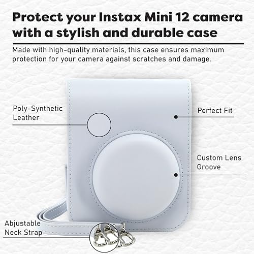 Fujifilm Instax Mini 12 Instant Camera Bundle with Fujifilm Instax Mini Instant Film Value Pack (60 Sheets) with Accessories Including Protective Case, Strap, Photo Album (Clay White) - Image 4