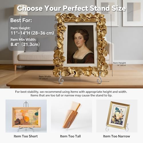 Artliving Plate Stands for Display, 10 Inch Decorative Plate Holder, Metal Picture Stand for Table, Small Easels for Display Card, Photo, and PSA Slab - Ideal for Party and Wedding (Silver, 2 Pack) - Image 5