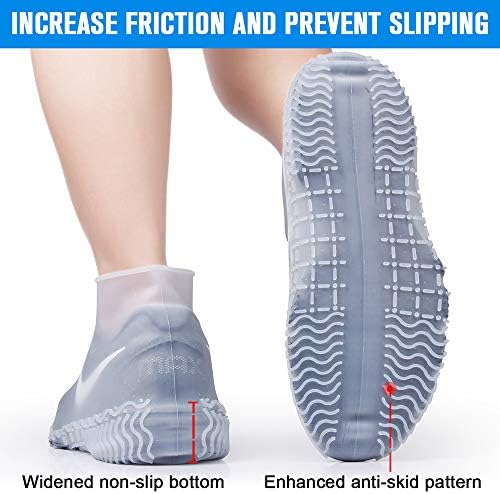 Shiwely Silicone Waterproof Shoe Covers, reusable upgraded overshoes with waterproof zipper, Resistant Rain Boots Non-Slip Washable Protection for Women, Men (L (Women 7.5-10.5, Men 6.5-9), White) - Image 4