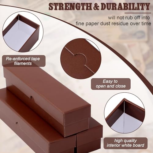 Teling 8 Pcs 2x2 Coin Storage Collectors Box, 9 x 2 x 2 Inches, Brown - Image 2