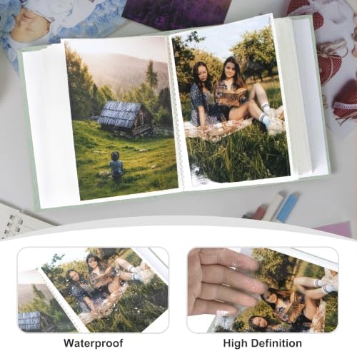 Holoary Photo Album 4x6 100 Photos, 100 Pockets 4”x6” Picture Album, Linen Fabric Cover Picture Book for Photos with Writing Area, 4x6 Photo Albums for Family Weddings Travel Memories(Sage) - Image 4