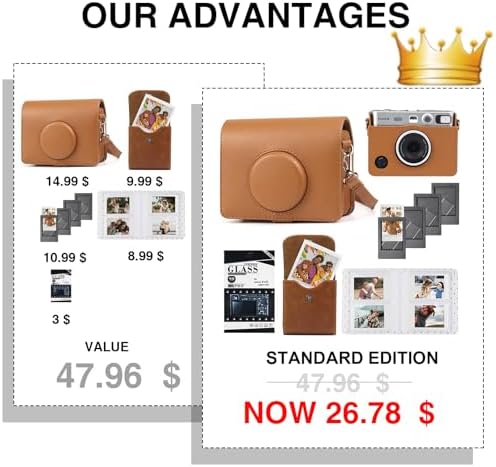 CAIYOULE Camera Case for Fujifilm Instax Mini EVO Instant Camera, Brown - Image 3