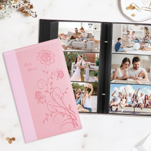 Artmag Photo Album 4x6 300 Photos, Extra Large Capacity Leather Cover Wedding Family Photo Albums Holds 300 Horizontal 4x6 Photos(Pink) - Image 4
