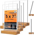 5x7 Inch Acrylic Sign Holder with Wood Base Vertical and Slant Displays(144 Pack 5*7") by JDEA